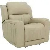 Pierce Zero Gravity Triple Power Recliner in Cashmere Stone Off-White Top-Grain Leather